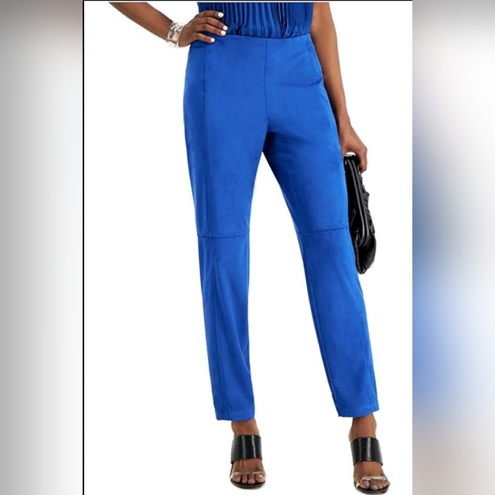 Alfani, faux suede, blue leggings. Size S.